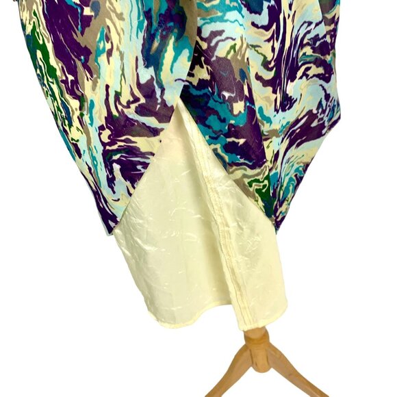 One-Shoulder Abstract Print Ruffled Dress Knee-Length Purple Watercolor Size M - Picture 7 of 12